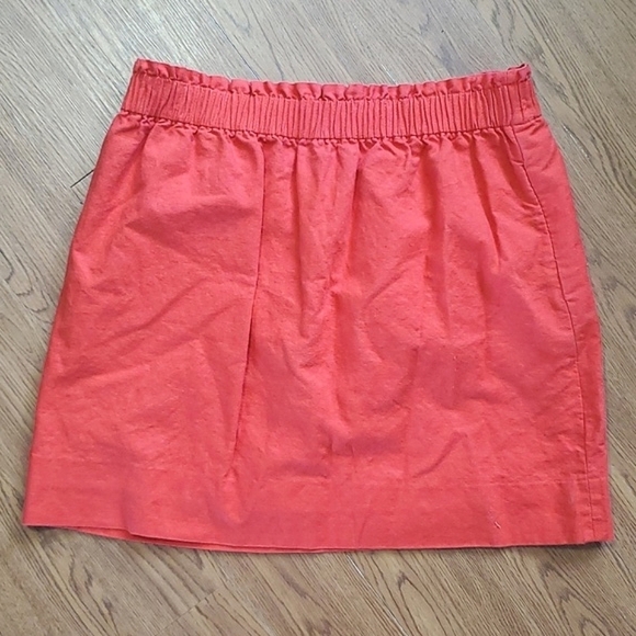 J. Crew Coral Salmon 55% Linen Blend Knee Length Mini Skirt Womens Size 10 - Picture 5 of 13